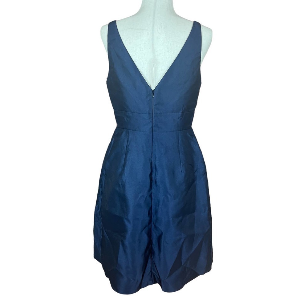 ALFRED SUNG MIDNIGHT BLUE V- NECK SATIN COCKTAIL DRESS SIZE 8 NWT - Picture 3 of 14